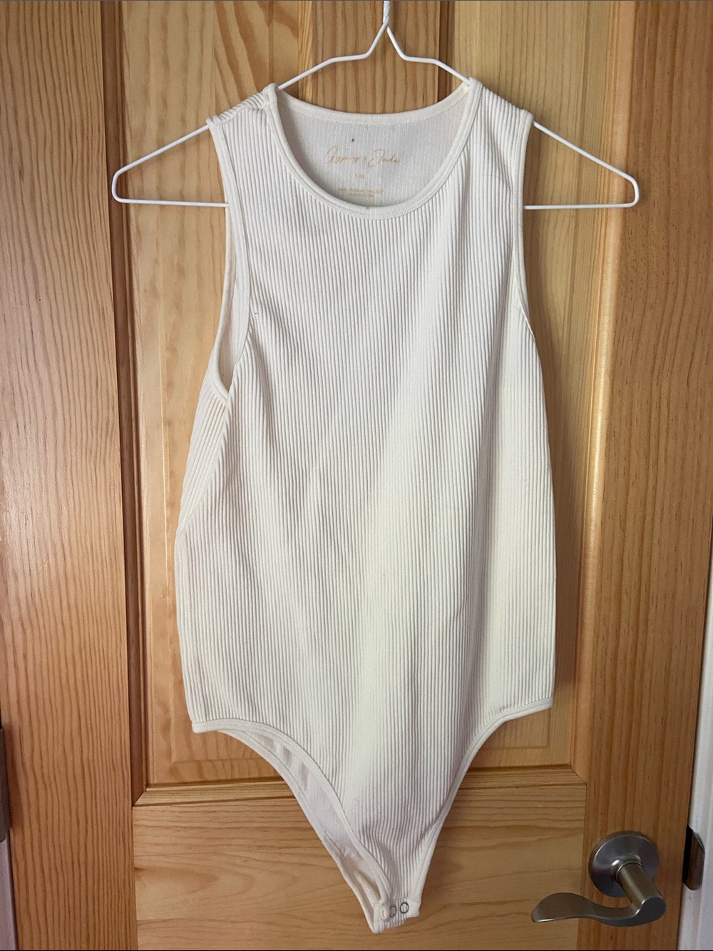 Cream Ribbed Tank Bodysuit - Lightweight Women's Layering